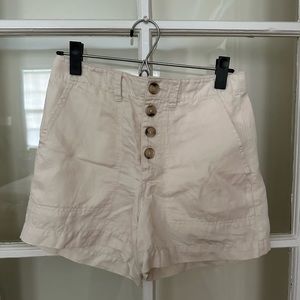 LOFT cream linen shorts